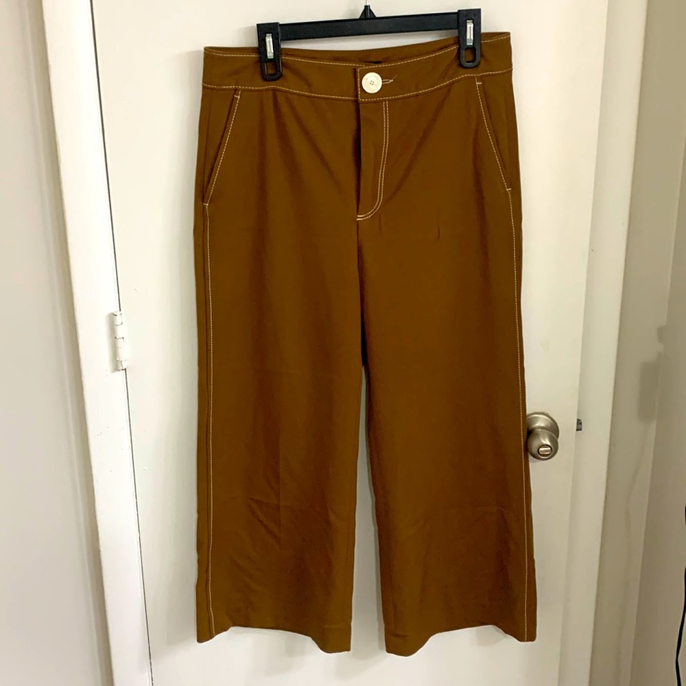 Large tan zara womens wide leg pants